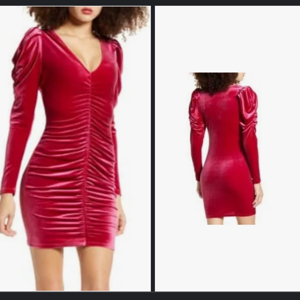 Women’s M keith velvet ruched puffed Barbie minidress